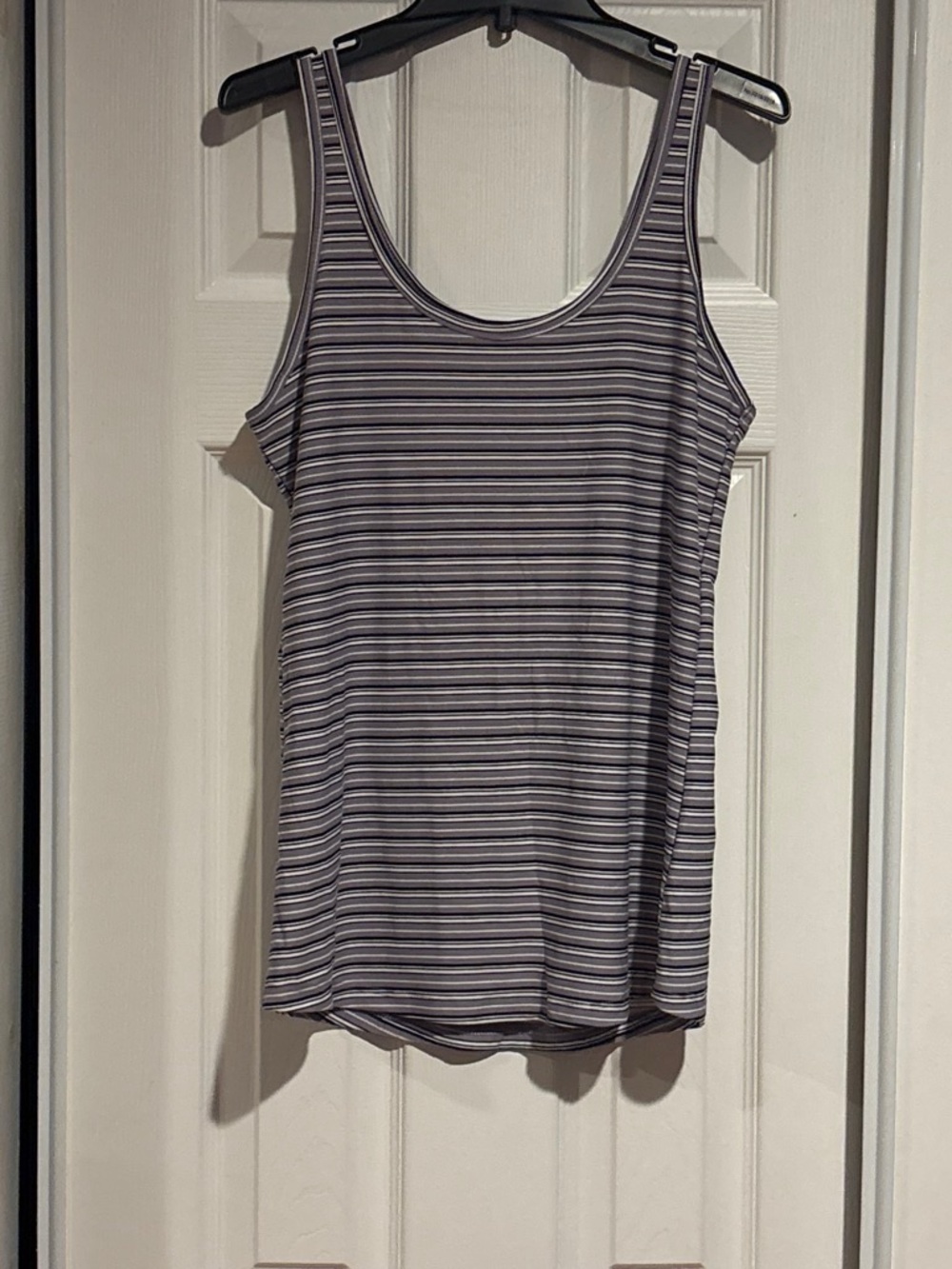 Striped Purple and White Scoop Neck Tank Top - Women